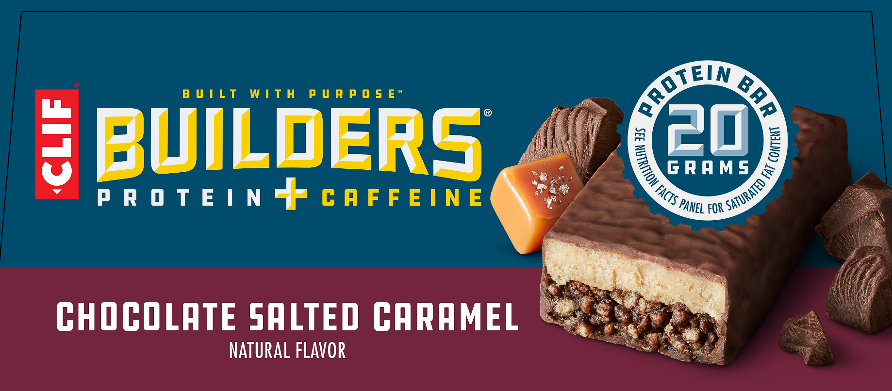 Clif Bar Builders Caffeine Chocolate Salted Caramel Side Panel
